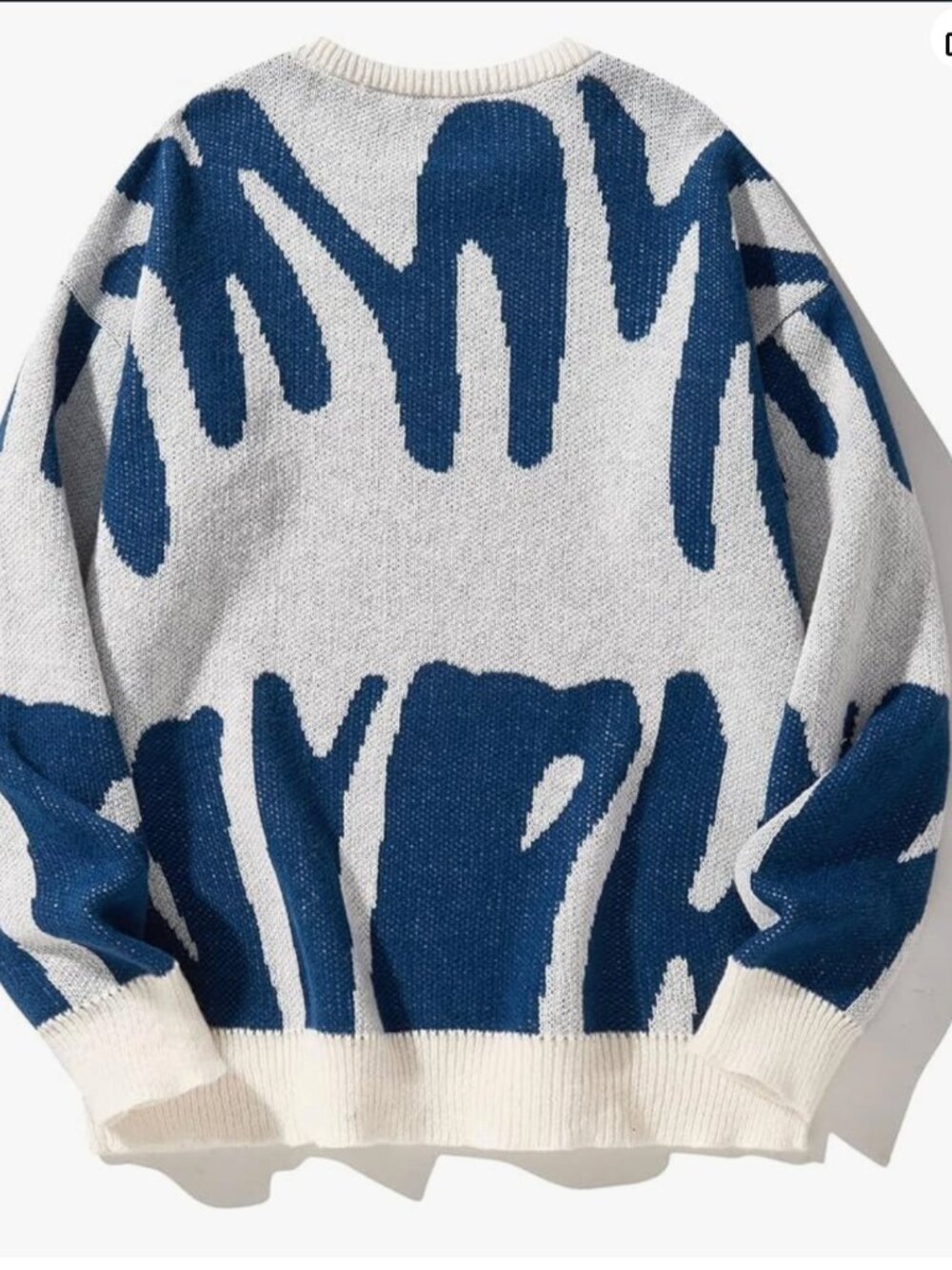 Abstract Blue and white Sweater | Large